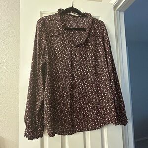 LOFT Burgundy Floral Blouse